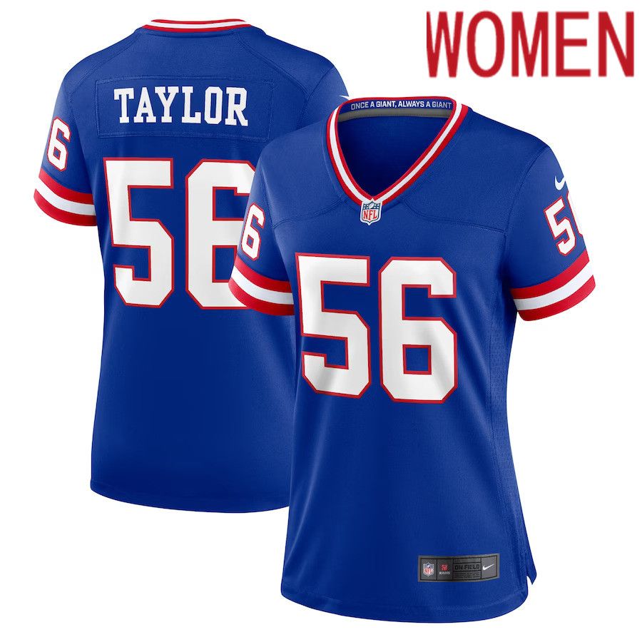 Women New York Giants #56 Lawrence Taylor Nike Royal Classic Retired Player Game NFL Jersey